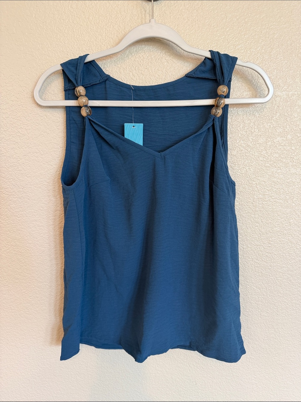 NWT Cupshe Teal Blue Knot-Shoulder Sleeveless Tank